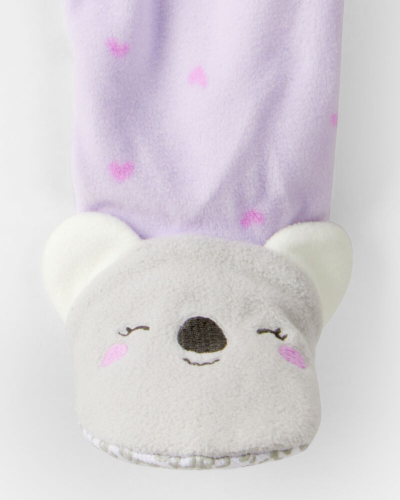 Toddler Girl Koala Fleece Loose Fit 1-Piece Pyjamas - Purple, image 3 of 4 slides