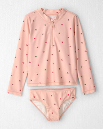 Filles - Ensemble 2 pi&egrave;ces maillot dermoprotecteur en mat&eacute;riaux recycl&eacute;s &agrave; imprim&eacute; de p&eacute;tales, 