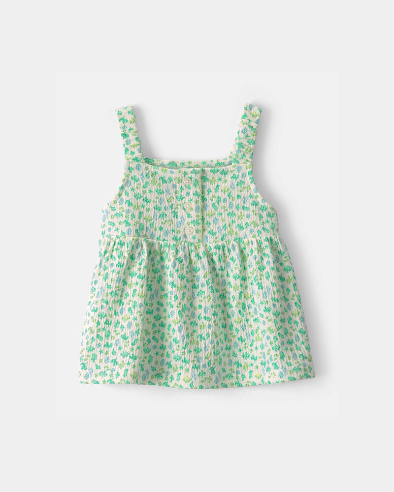 Toddler Girl Floral Tank Top - Green, image 1 of 3 slides
