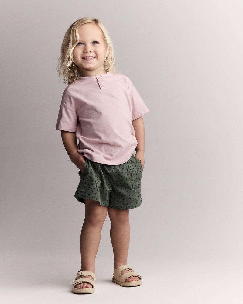 Tout-petit - Short classique &agrave; imprim&eacute; &agrave; pois avec poches - Vert olive, image 3 sur 7 diapositives