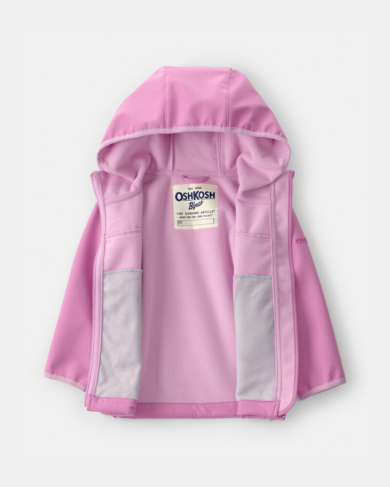 Toddler Girl Solid Rain Jacket with Water-Activated Print - Pink, image 2 of 4 slides
