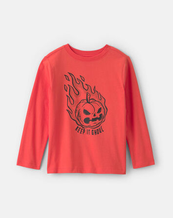 Gar&ccedil;ons - T-shirt manches longues &agrave; imprim&eacute; citrouille d&rsquo;Halloween &laquo;Keep It Ghoul&raquo; - Orange, 