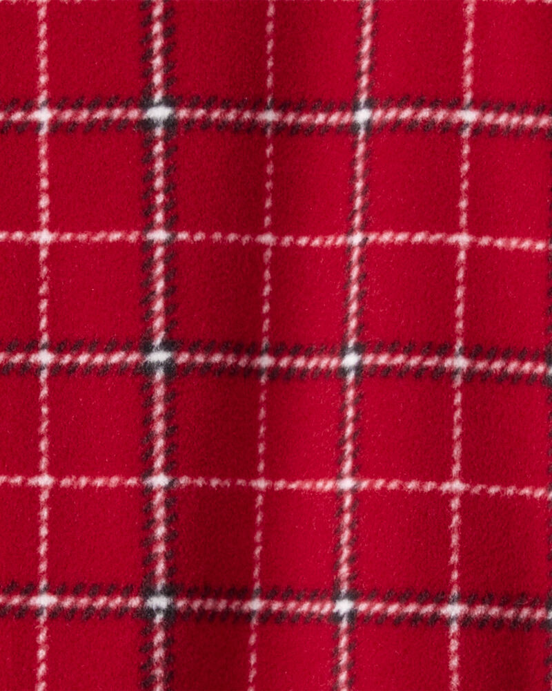 Toddler Boy Plaid Fleece Long-Sleeve Loose Fit 1-Piece Pajamas - Red, image 2 of 4 slides