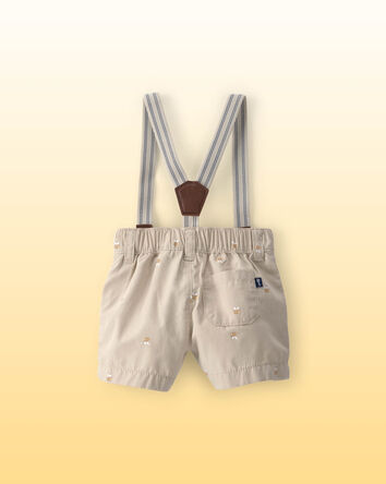 Baby Boy Disney&copy; Winnie the Pooh Honey Bee Suspender Shorts - Khaki, 