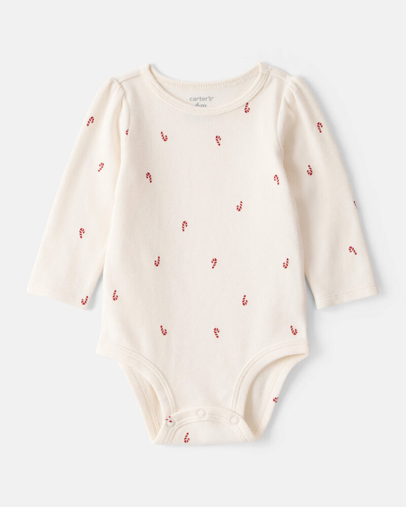 Baby Girl 2-Piece Candy Cane Print Long-Sleeve Top & Dress Set - Red, image 3 of 8 slides