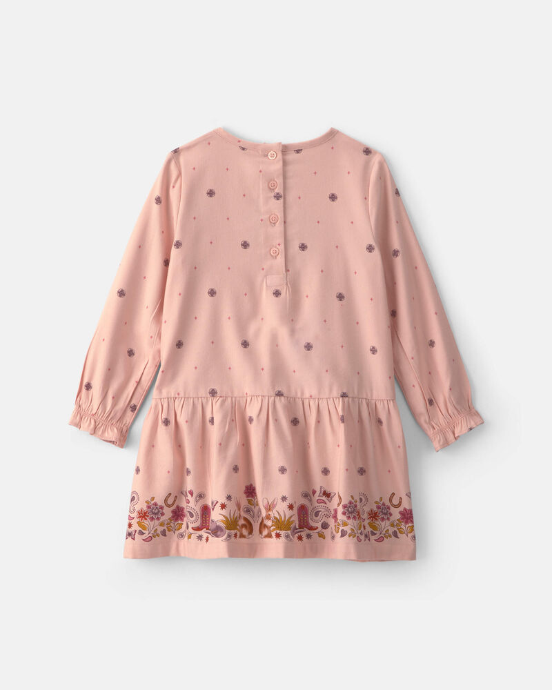 Toddler Girl Floral Twill Long-Sleeve Dress - Pink, image 3 of 4 slides