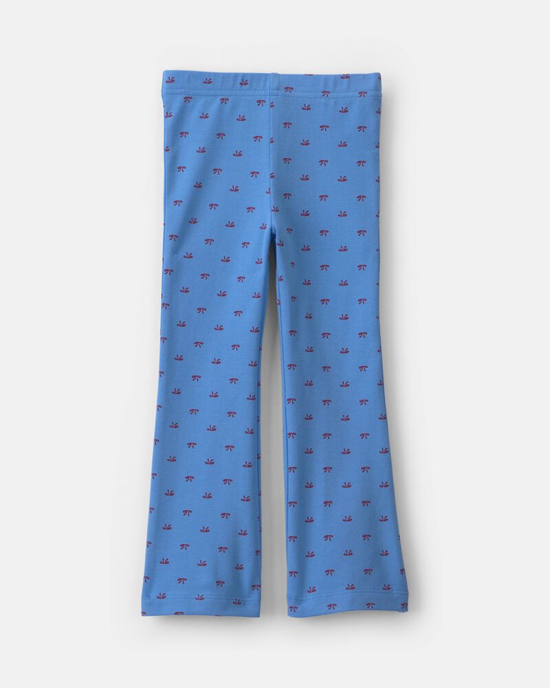Toute-petite fille - Legging extensible &agrave; jambe &eacute;vas&eacute;e en coton &agrave; motif n&oelig;ud - Bleu, image 2 sur 3 diapositives