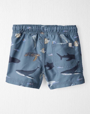 Toddler Recycled Ocean-Print Swim Trunks, 