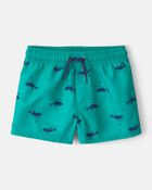 Ensemble 2 pi&egrave;ces haut dermoprotecteur &agrave; manches longues et short maillot de bain &agrave; motif de baleines pour tout-petit - Vert, image 5 sur 7 diapositives
