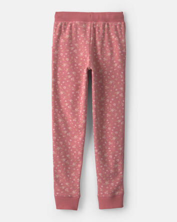 Girls Floral Drawstring Knit Joggers - Pink, 