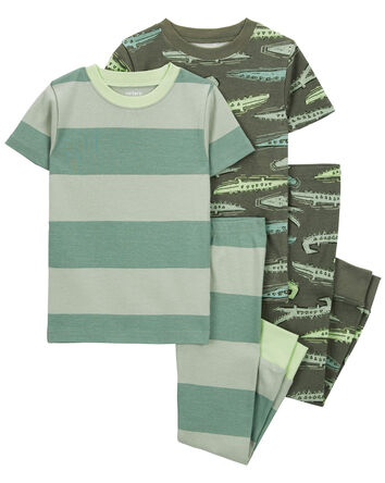 4-Piece Rugby Stripe 100% Snug Fit Cotton Pyjamas, 
