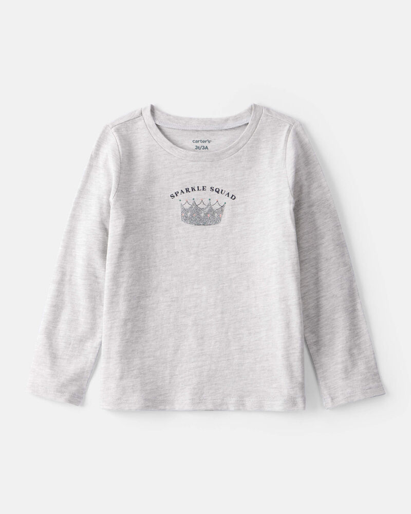 Toddler Girl Sparkle Squad Long-Sleeve Graphic Tee - Grey, image 1 of 3 slides