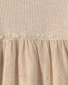Toddler Girl Shimmer Long-Sleeve Sweater Tulle Dress - Cream, image 3 of 4 slides