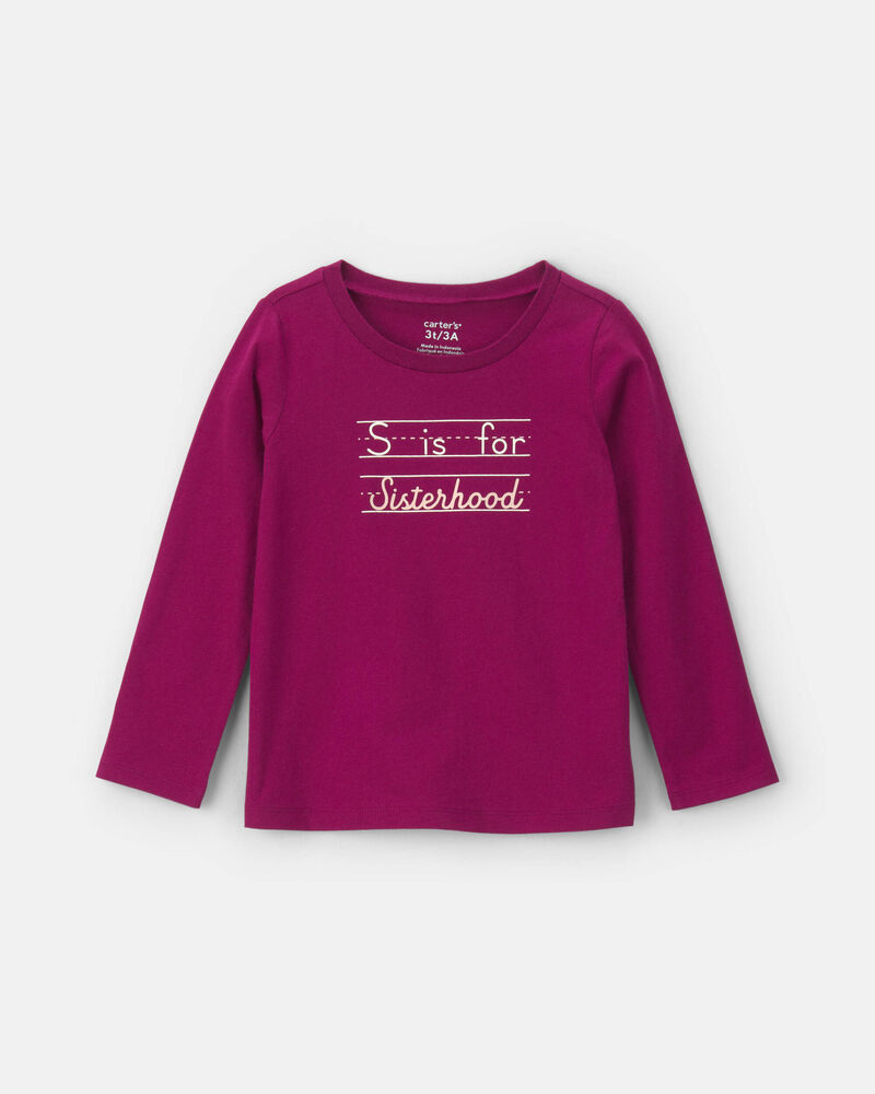 Toute-petit fille - Toute-petite fille - T-shirt manches longues &agrave; imprim&eacute; &laquo;Sisterhood&raquo; - Rouge, image 1 sur 2 diapositives