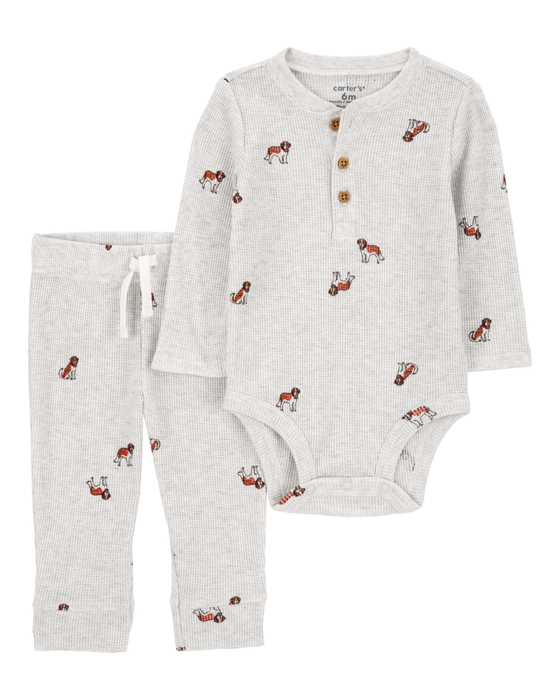 Baby 2-Piece Dog Hooded Bodysuit Pant Set, image 1 of 3 slides