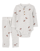 Baby 2-Piece Dog Hooded Bodysuit Pant Set, image 1 of 3 slides