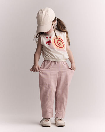 Toddler Girl Pocket Pant in Stripes - Rose, 