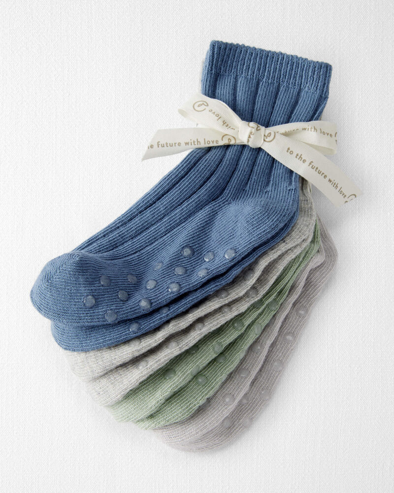 Toddler 4-Pack No-Slip Socks Made with Organic Cotton, image 2 of 3 slides