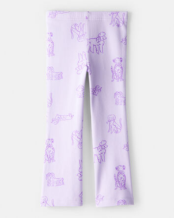 Toddler Girl Dog Print Flare Pull-On Stretch Leggings - Purple, 