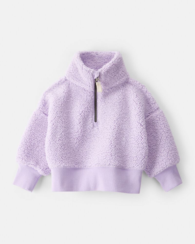 Baby Girl DayDream Fleece Quarter-Zip Pullover Sweatshirt - Purple, image 1 of 3 slides