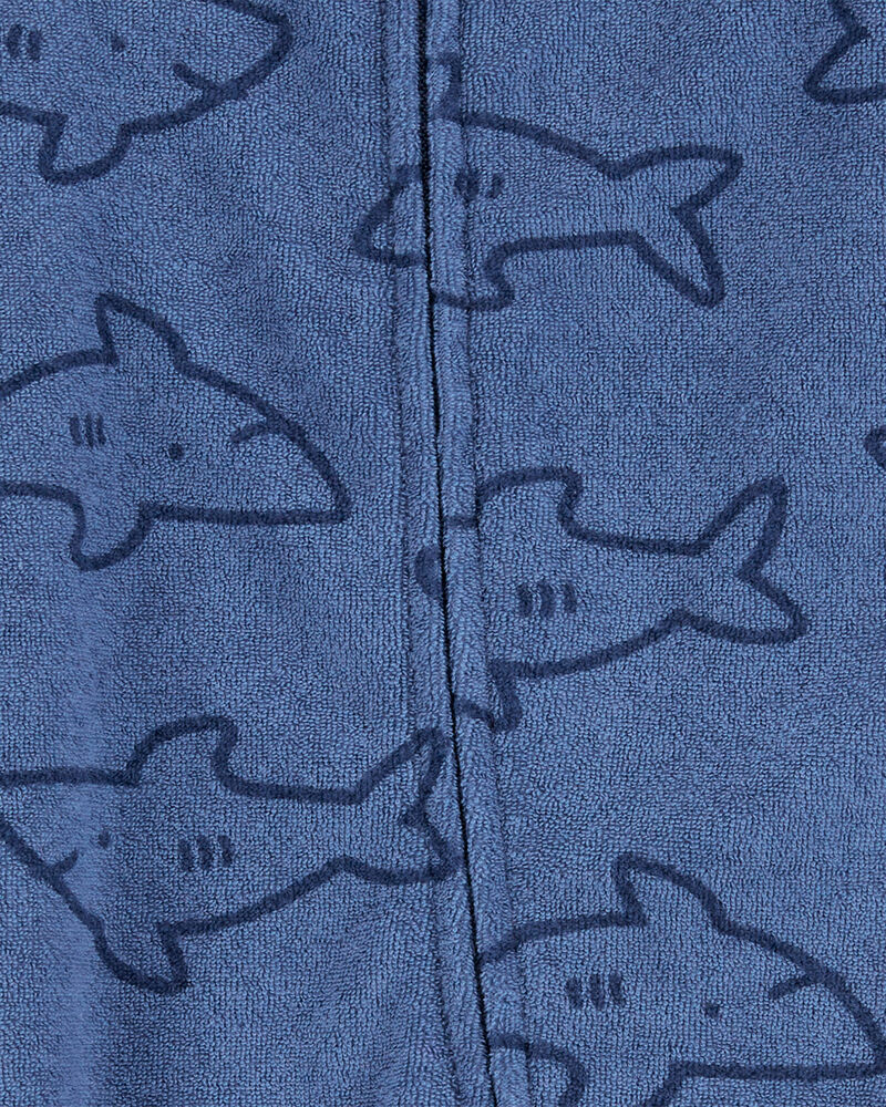 Baby Shark Print 2-Way Zip Terry Sleeper Pyjamas - Navy, image 2 of 3 slides