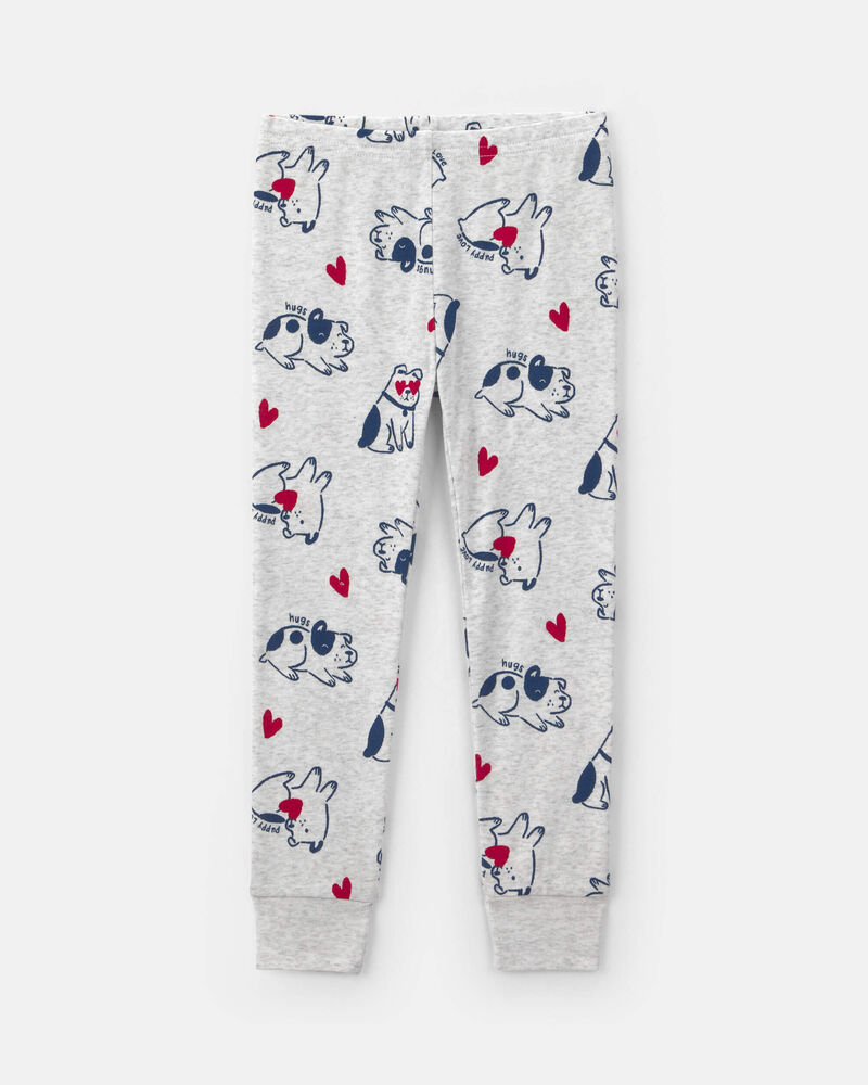 Toddler Puppy Love Valentine's Day Snug Fit 2-Piece Pyjama Set - Cream, image 2 of 4 slides