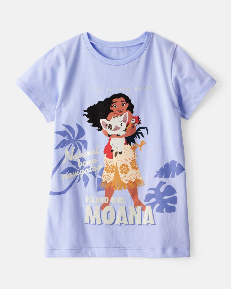Filles - T-shirt &agrave; manches courtes &agrave; imprim&eacute; Moana Disney&copy; - Bleu, image 1 sur 3 diapositives