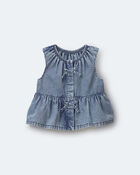 Toddler Girl Peplum Top in Chambray, image 1 of 2 slides