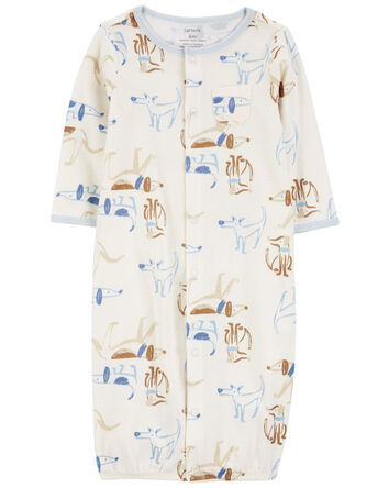 Baby Dog Print 3-Piece Converter Gown Set, 