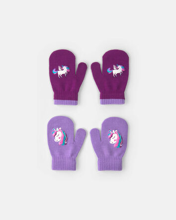 Tout-petit fille - Emballage 2 paires de mini mitaines Kombi - Licorne magique, 