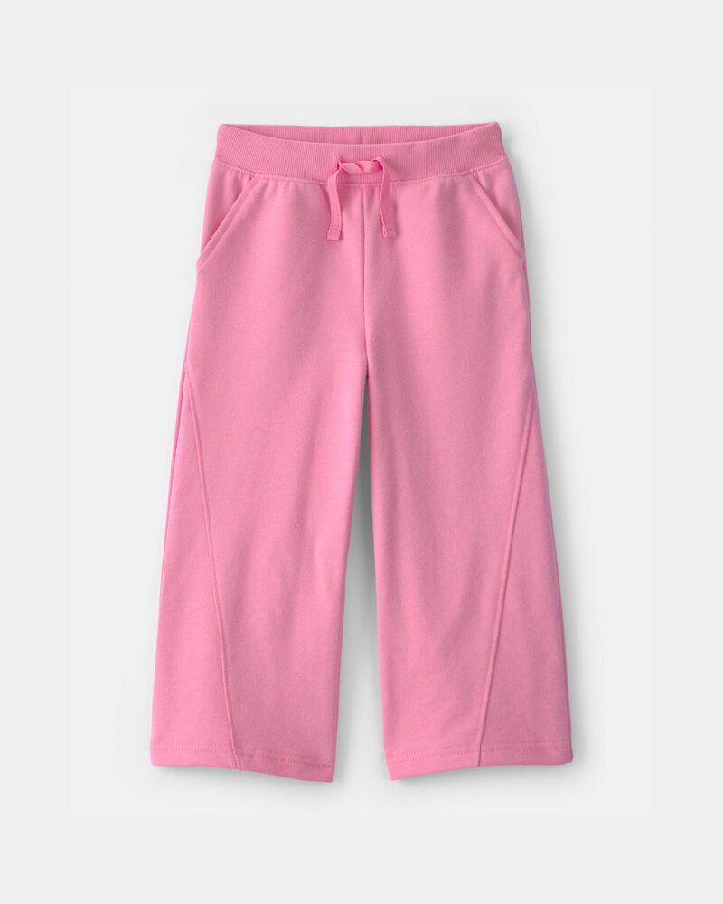 Toddler Girl French Terry Wide-Leg Pants - Pink, image 1 of 5 slides