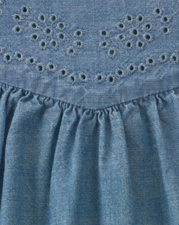 B&eacute;b&eacute; fille - Haut p&eacute;plum en chambray - D&eacute;lav&eacute; moyen, 