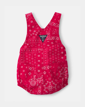 Baby Bandana Bubble Romper - Red, 