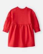 Baby Girl Heart Fleece Long-Sleeve Dress - Red, image 2 of 6 slides