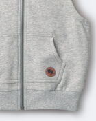 Toddler Boy French Terry Hooded Vest in Pocket - Heather Grey, image 5 of 5 slides