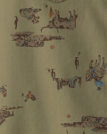 Tout-petit gar&ccedil;on - Chemise boutonn&eacute;e manches longues &agrave; motif western - Vert olive, 