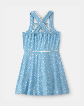 Girls Polka Dot Active Dress - Blue, 