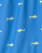 Boys Shark Short-Sleeve Loose Fit 2-Piece pyjama Set - Grey/Blue, image 2 of 4 slides