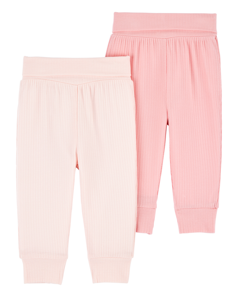 Baby Girl 2-Pack PurelySoft Pull-On Pants - Pink, image 2 of 7 slides