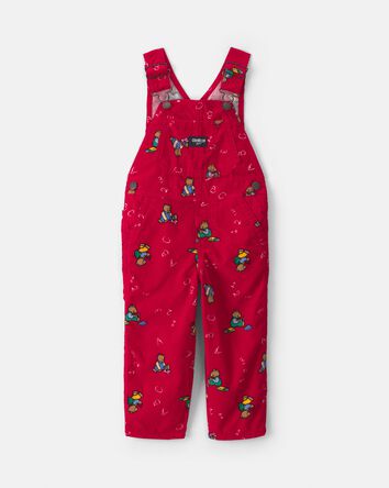Toddler Bear Corduroy Overalls - Red, 