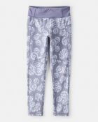 Girls Floral Active Leggings - Blue, image 1 of 4 slides