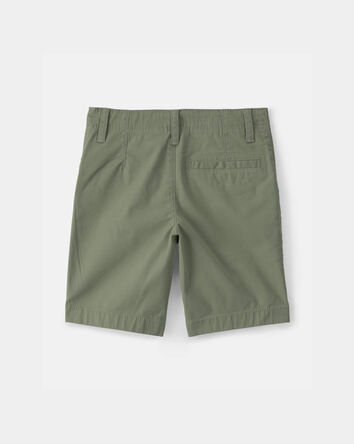 Boys Twill Flat-Front Shorts - Green, 