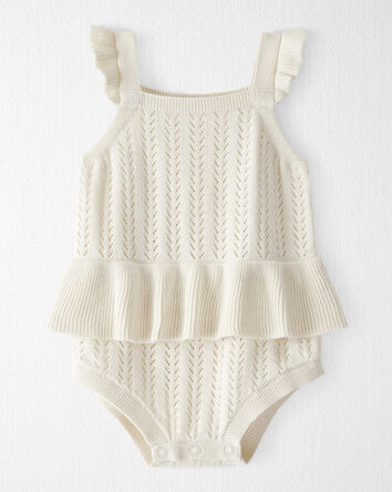 Baby Girl Organic Cotton Pointelle Bubble in Cream, 