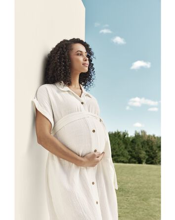 Adult Women's Maternity Midi Shirt Dress, 