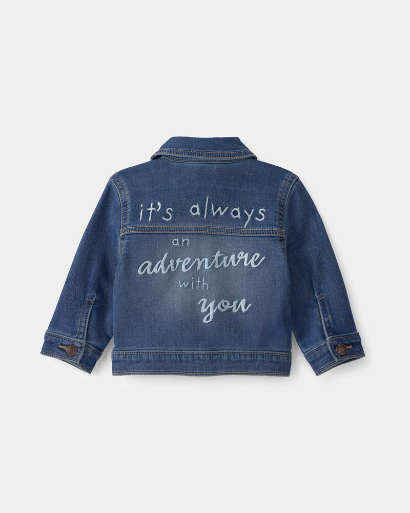 B&eacute;b&eacute; - Blouson en denim effet tricot brod&eacute; Winnie l&rsquo;Ourson de Disney&reg; avec motif au dos - D&eacute;lav&eacute; fonc&eacute;, image 8 sur 8 diapositives