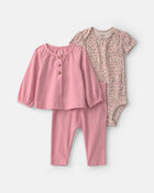 Baby Girl 3-Piece Long-Sleeve Layering Set - Pink, image 1 of 4 slides