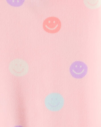 Girls Smiley Face Print DreamPlush Long-Sleeve Snug Fit 2-Piece Pyjamas - Pink, 