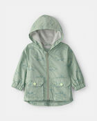 Baby Boy Dinosaur Print Rain Jacket- Green , image 1 of 3 slides