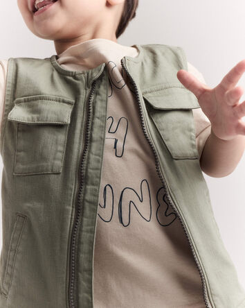 Toddler Zip-Up Vest - Olive, 