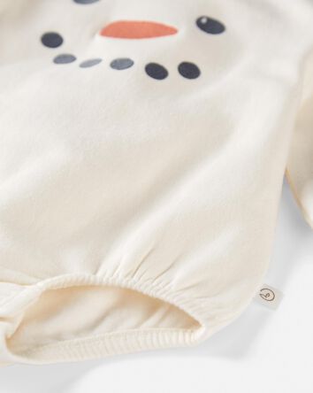 Baby Snowman Organic Cotton Bubble Bodysuit, 